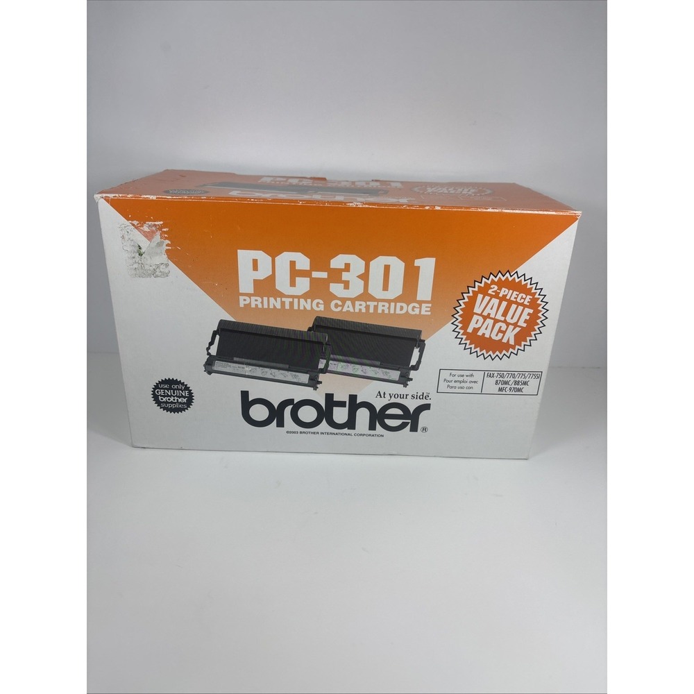 Brother PC-301 Genuine 2-Pack Black Therma Cartridge FAX-750 770 775 870MC 885MC